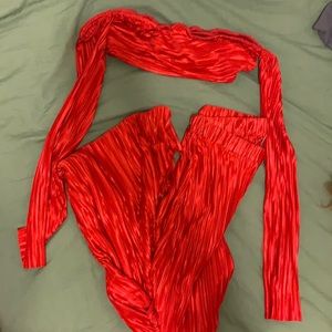 Red 2 piece jumpsuit